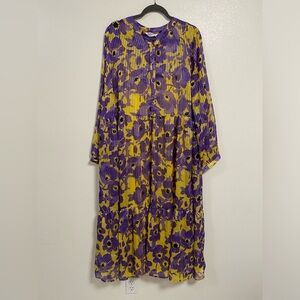 Studio Untold Tiered Maxi Dress Floral Print Purple & Yellow Plus size 24/26